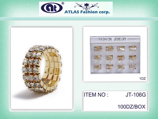 JT106G - Gold Rhinestone Stretch Ring