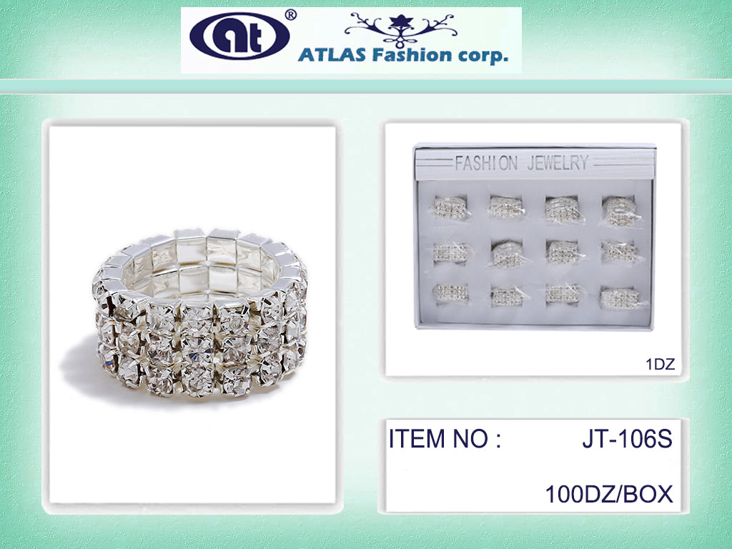 JT106S - Silver Rhinestone Stretch Ring