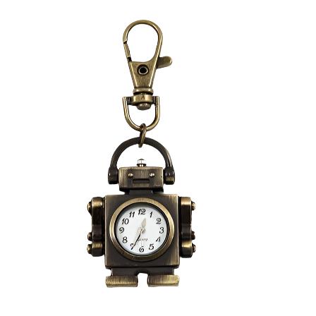 JTK17079 - Vintage Metal Casting Robot Clock Keychain