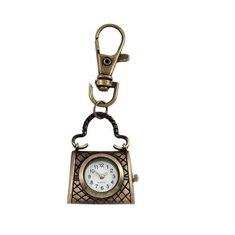 JTK17081 - Vintage Metal Casting Purse Clock Keychain