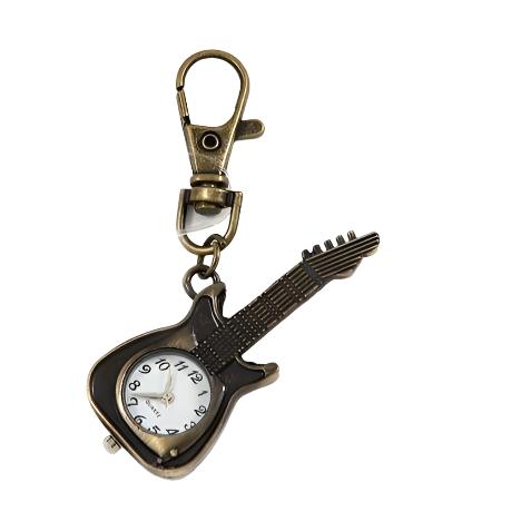 JTK17089-Vintage Metal Casting Guitar Clock Keychain