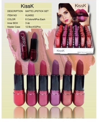 KLM002 - 24 PCS Berry Red Lipsticks