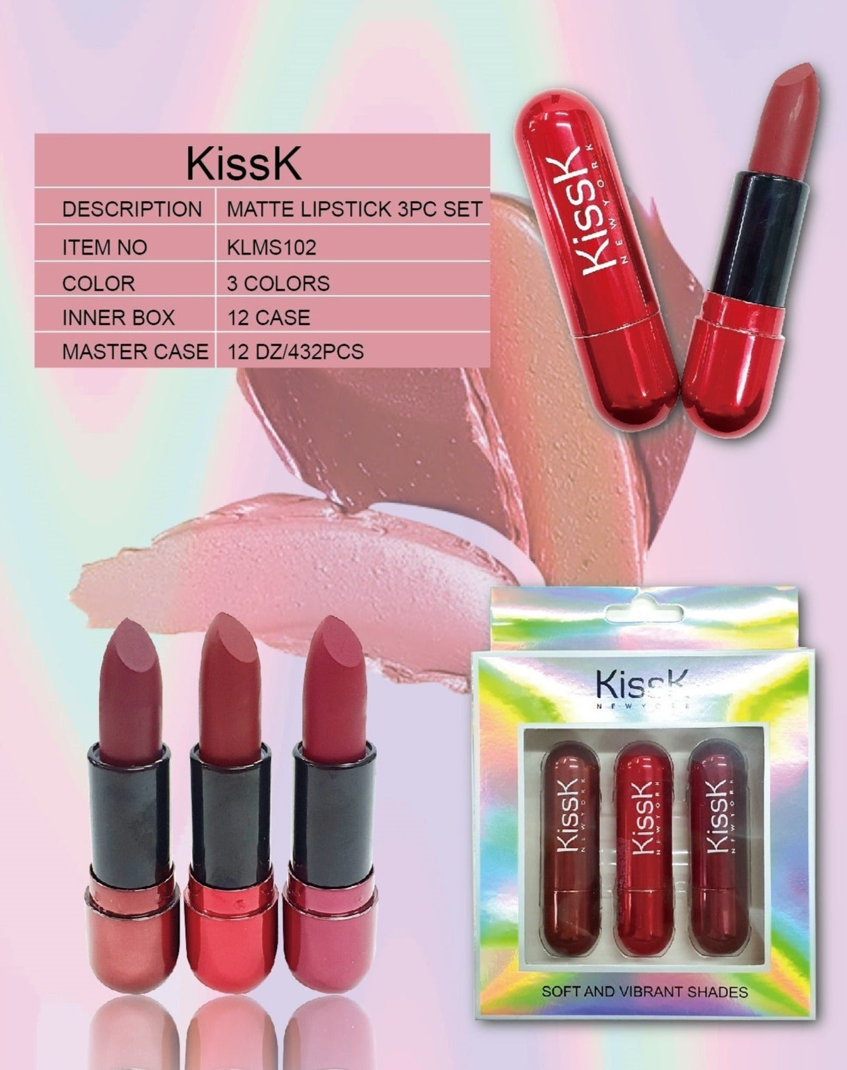 KLMS102 - 3 PC Lipstick Gift Set