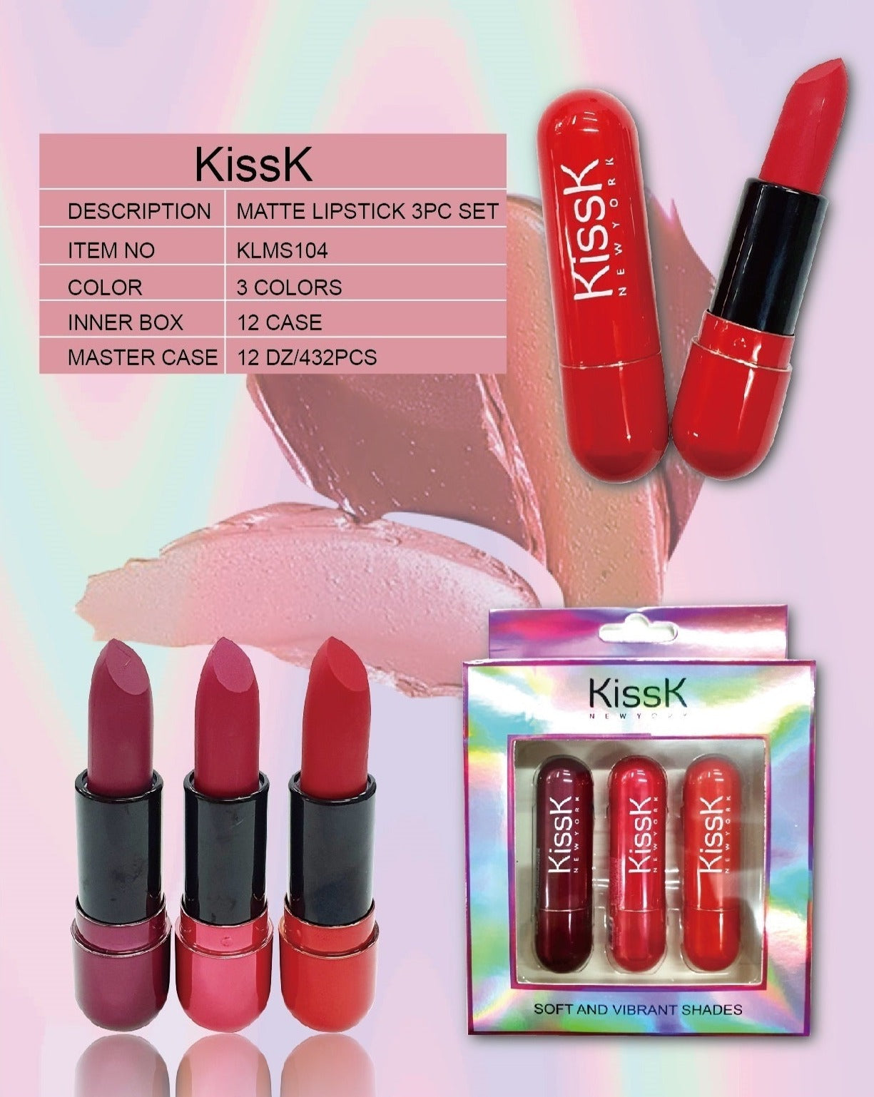 KLMS104 - 3 PC Lipstick Gift Set