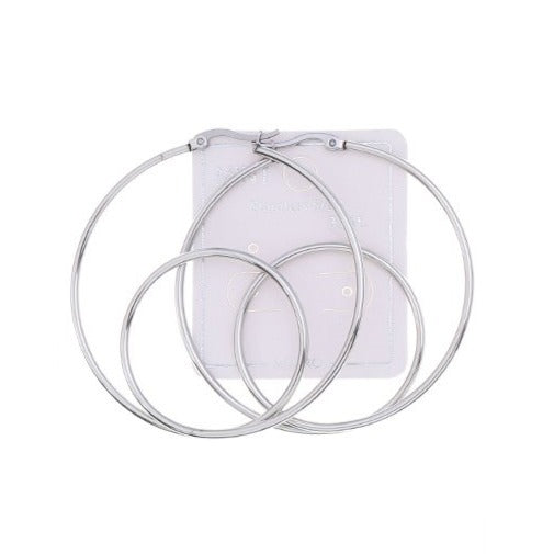 TE717 - 60MM Stainless Steel Double Circle Hoops