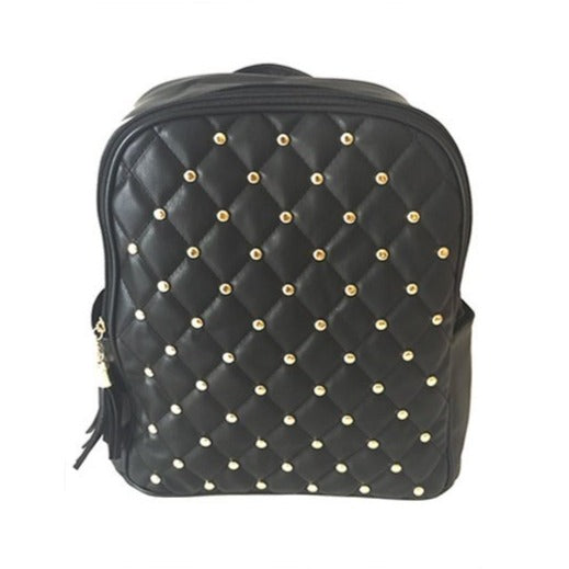 TP055BK - Black Studded Leather Backpack