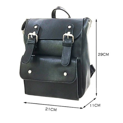 TP214BK - Black Leather Backpack