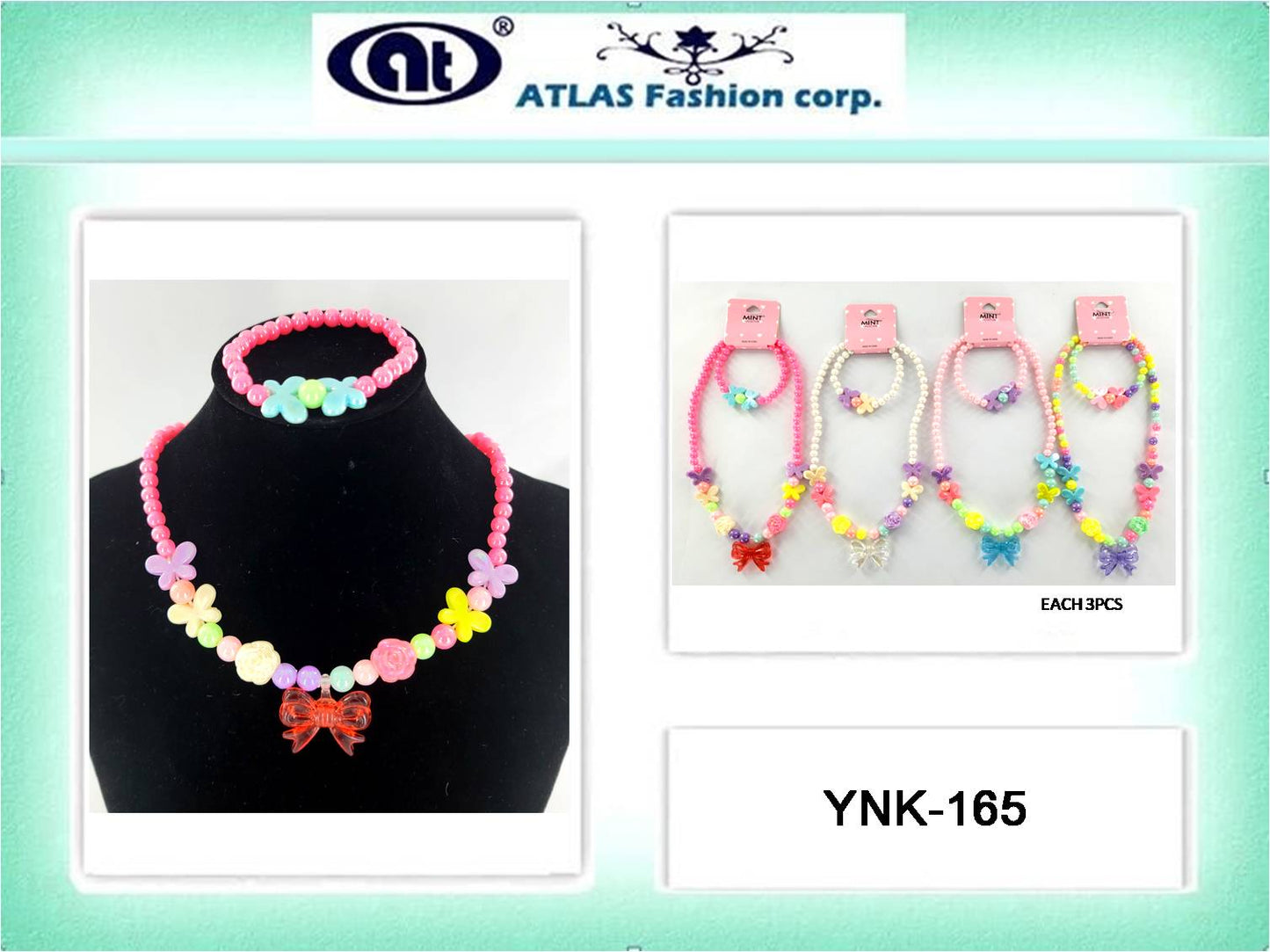 YNK165 - Bow Necklace & Bracelet Set